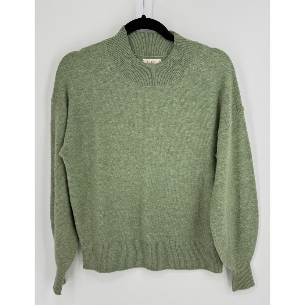 Fat Face Womens Soft Sage Green Wool Alpaca Blend Mock Neck Sweater Size 4